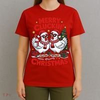 Merry Cluckin Christmas Chicken Funny T-Shirt thumb 4