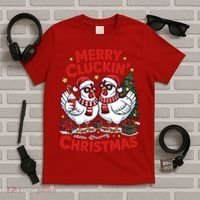 Merry Cluckin Christmas Chicken Funny T-Shirt thumb 5