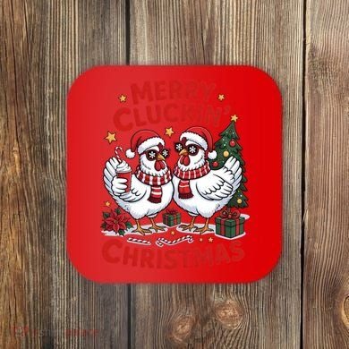 Merry Cluckin Christmas Chicken Funny Coaster