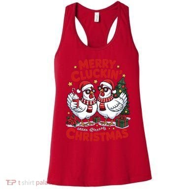 Merry Cluckin Christmas Chicken Funny Women's Tank Top