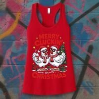 Merry Cluckin Christmas Chicken Funny Women's Tank Top thumb 3