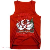 Merry Cluckin Christmas Chicken Funny Tank Top thumb 0