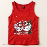 Merry Cluckin Christmas Chicken Funny Tank Top thumb 2