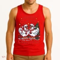 Merry Cluckin Christmas Chicken Funny Tank Top thumb 3