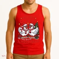 Merry Cluckin Christmas Chicken Funny Tank Top thumb 3