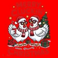 Merry Cluckin Christmas Chicken Funny Tank Top thumb 6