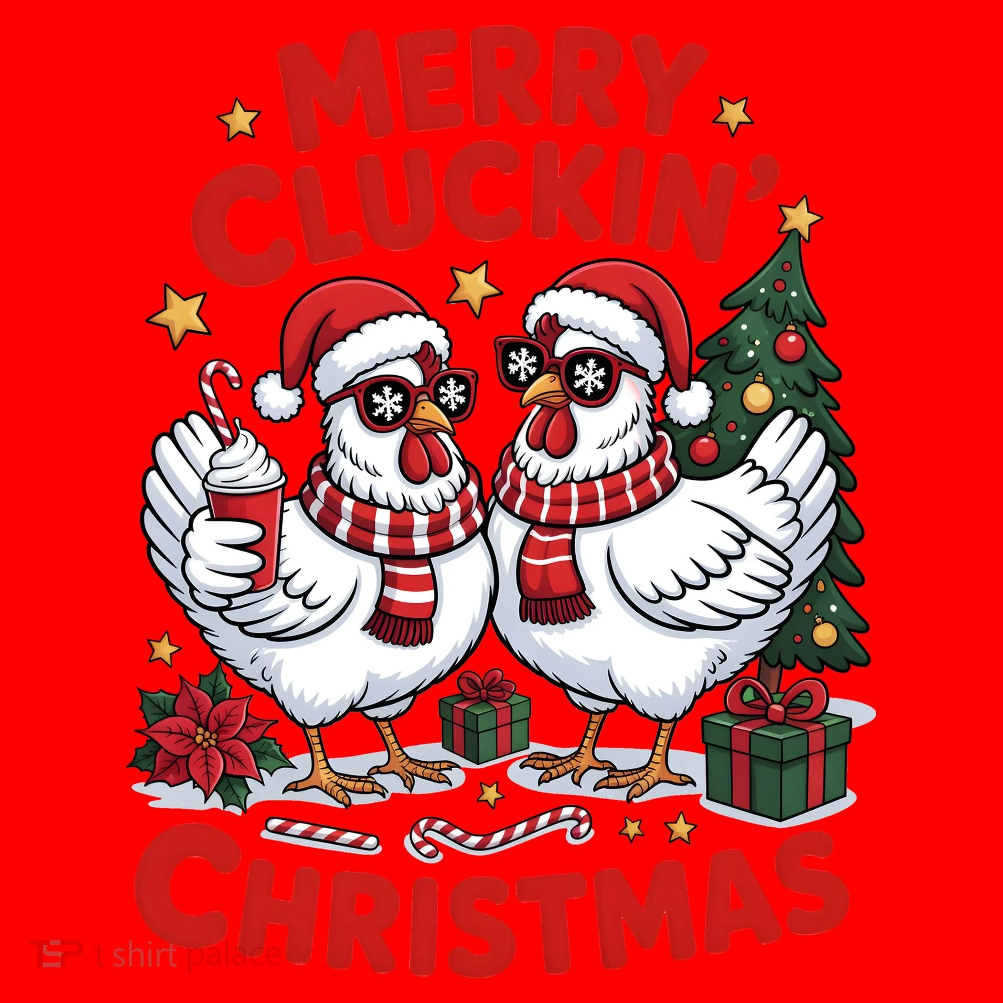 Merry Cluckin Christmas Chicken Funny Tank Top