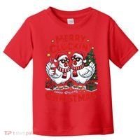 Merry Cluckin Christmas Chicken Funny Toddler T-Shirt thumb 0