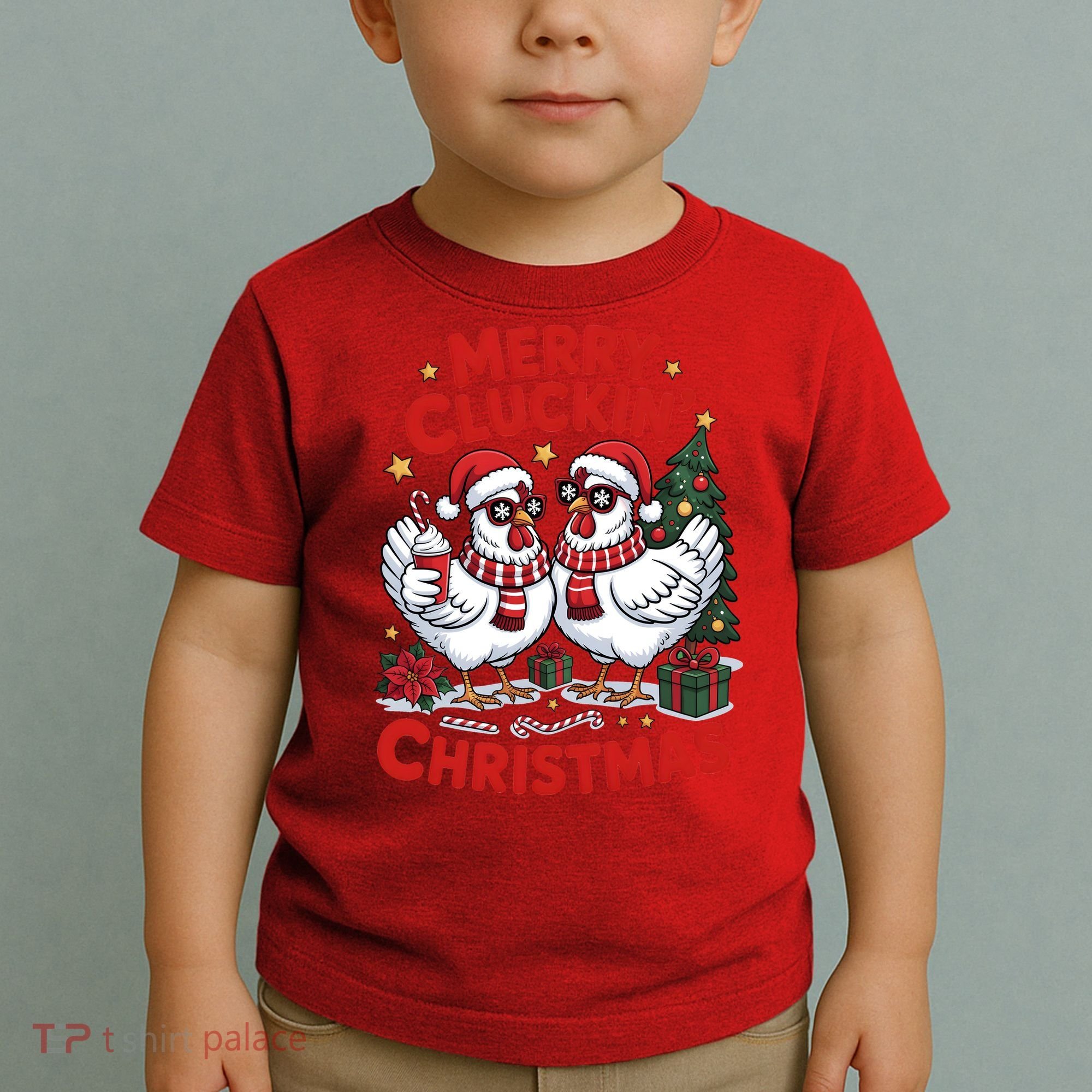 Merry Cluckin Christmas Chicken Funny Toddler T-Shirt