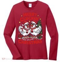 Merry Cluckin Christmas Chicken Funny Women's Long Sleeve Shirt thumb 0