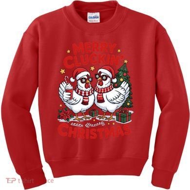 Merry Cluckin Christmas Chicken Funny Kids Sweatshirt