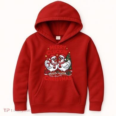 Merry Cluckin Christmas Chicken Funny Kids Hoodie