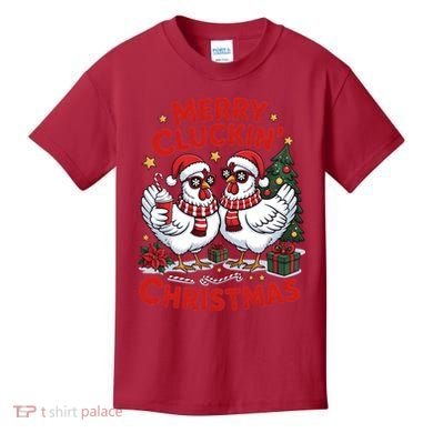 Merry Cluckin Christmas Chicken Funny Kids T-Shirt
