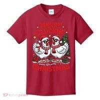 Merry Cluckin Christmas Chicken Funny Kids T-Shirt thumb 0