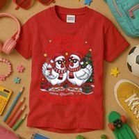Merry Cluckin Christmas Chicken Funny Kids T-Shirt thumb 3