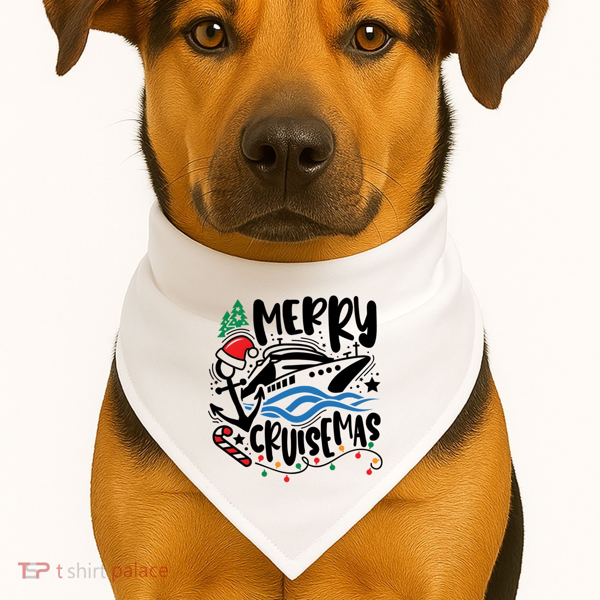 Merry Cruisemas Christmas On Cruise Cruising USA-Made Doggie Bandana
