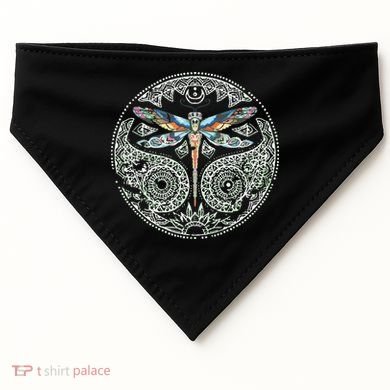 Magical Colorful Dragonfly Tribal Mandala USA-Made Doggie Bandana