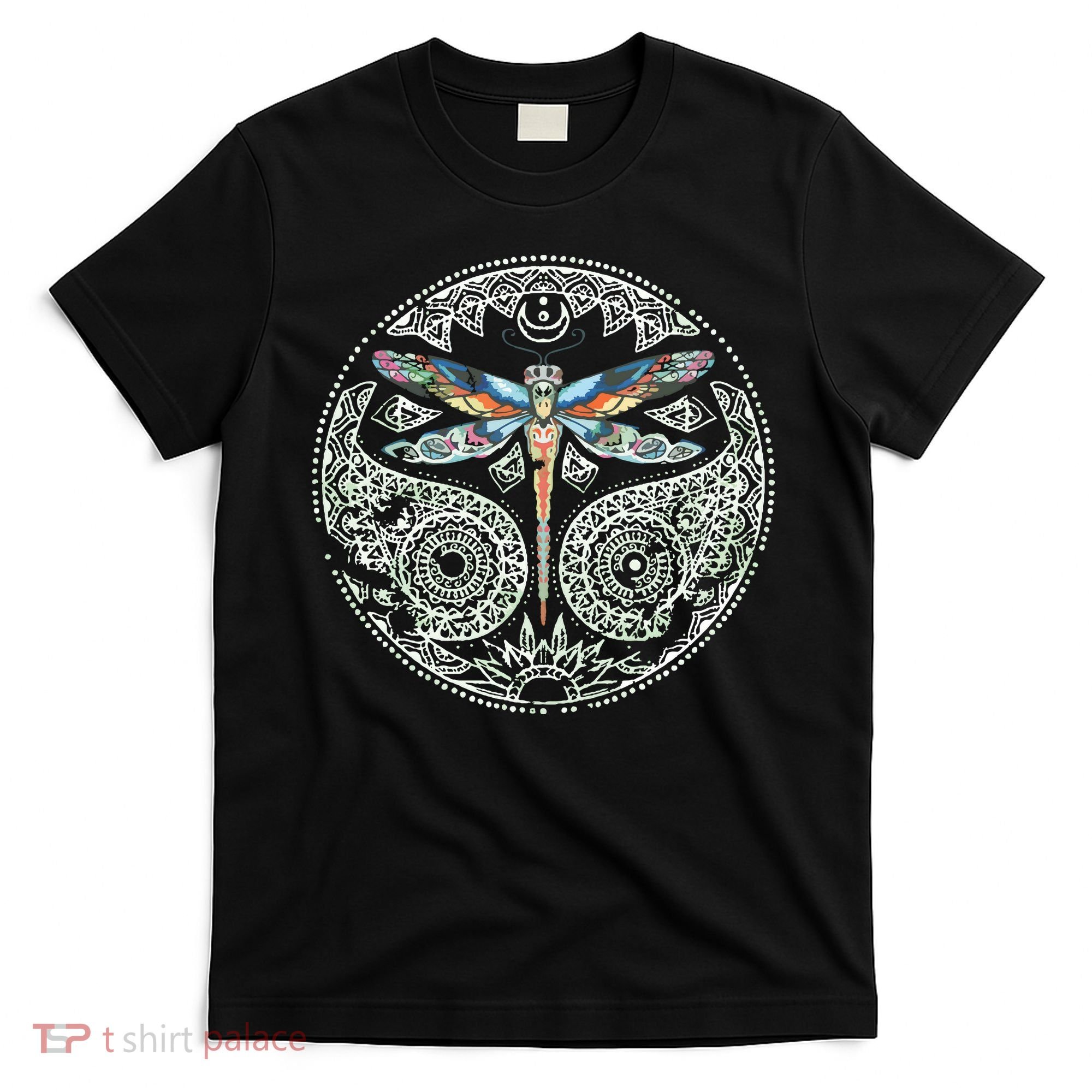 Magical Colorful Dragonfly Tribal Mandala T-Shirt