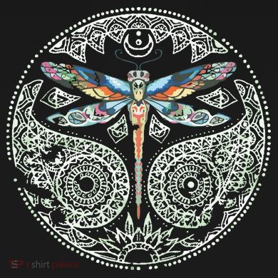 Magical Colorful Dragonfly Tribal Mandala Button
