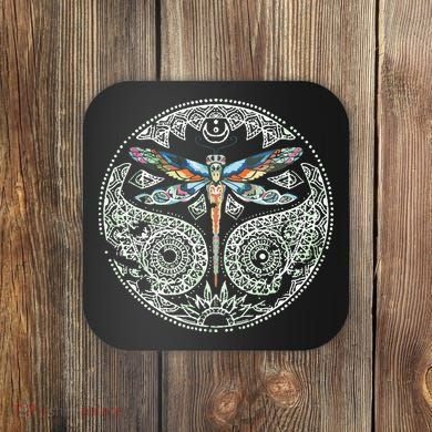 Magical Colorful Dragonfly Tribal Mandala Coaster