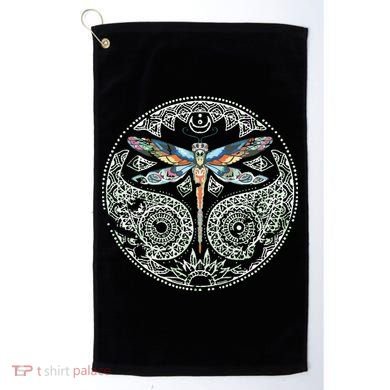 Magical Colorful Dragonfly Tribal Mandala Golf Towel