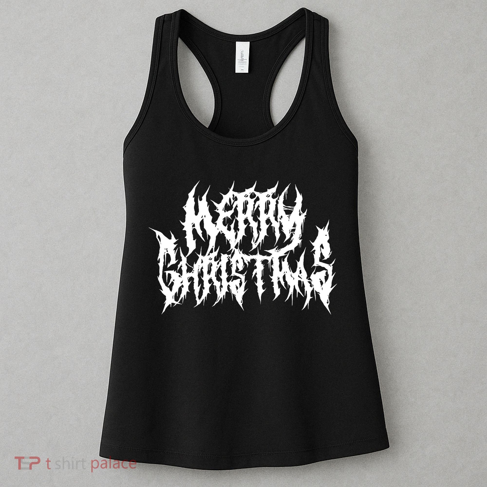 Merry Christmas. Death Metal Black Metal Funny Goth Xmas Women's Tank Top