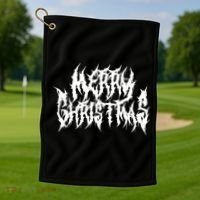 Merry Christmas. Death Metal Black Metal Funny Goth Xmas Golf Towel thumb 1