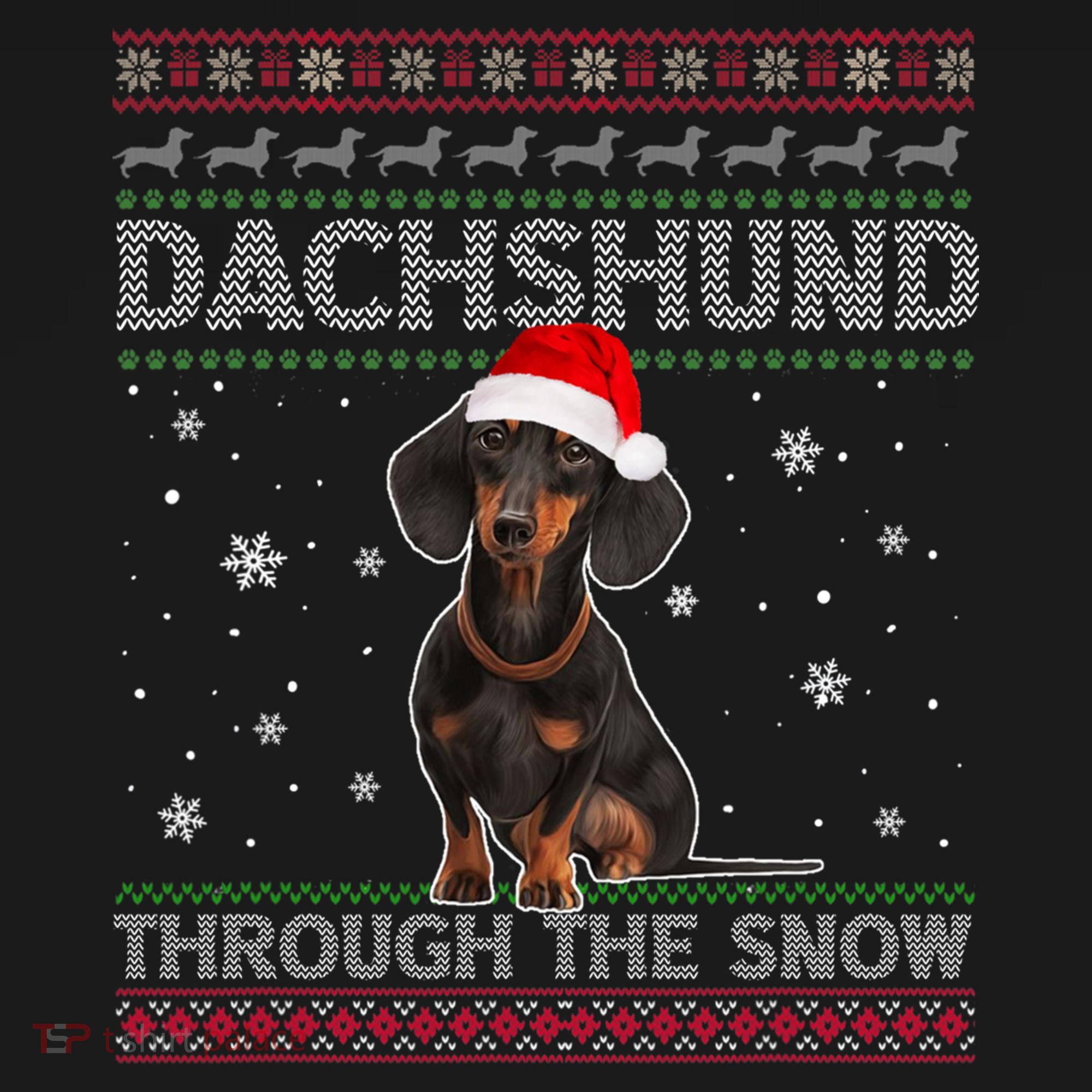 Merry Christmas Dachshund Dog Through The Snow Ugly Sweater Gift Women's Hoodie