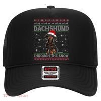 Merry Christmas Dachshund Dog Through The Snow Ugly Sweater Gift Hat thumb 0