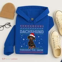 Merry Christmas Dachshund Dog Through The Snow Ugly Sweater Gift Hoodie thumb 4