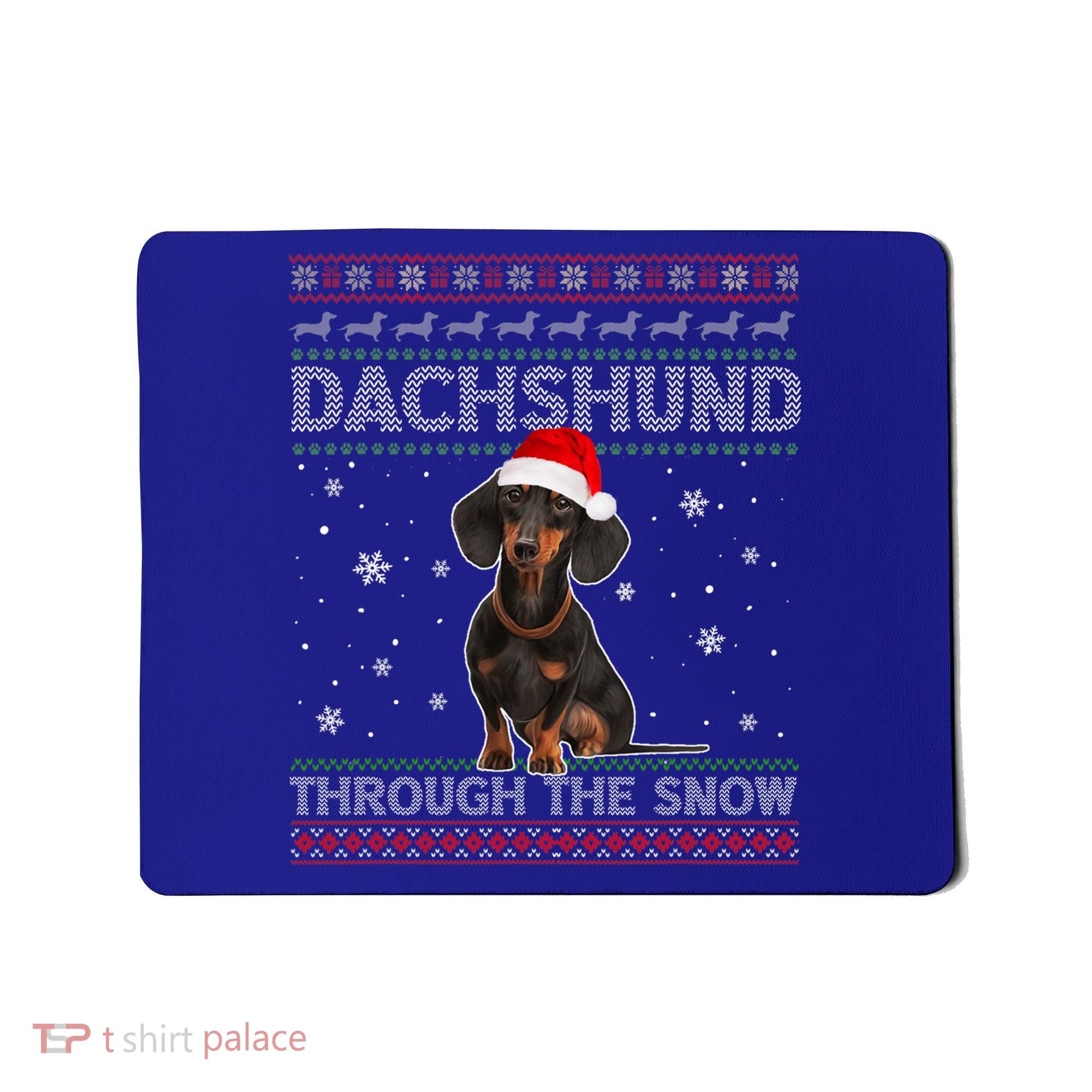 Merry Christmas Dachshund Dog Through The Snow Ugly Sweater Gift Mousepad