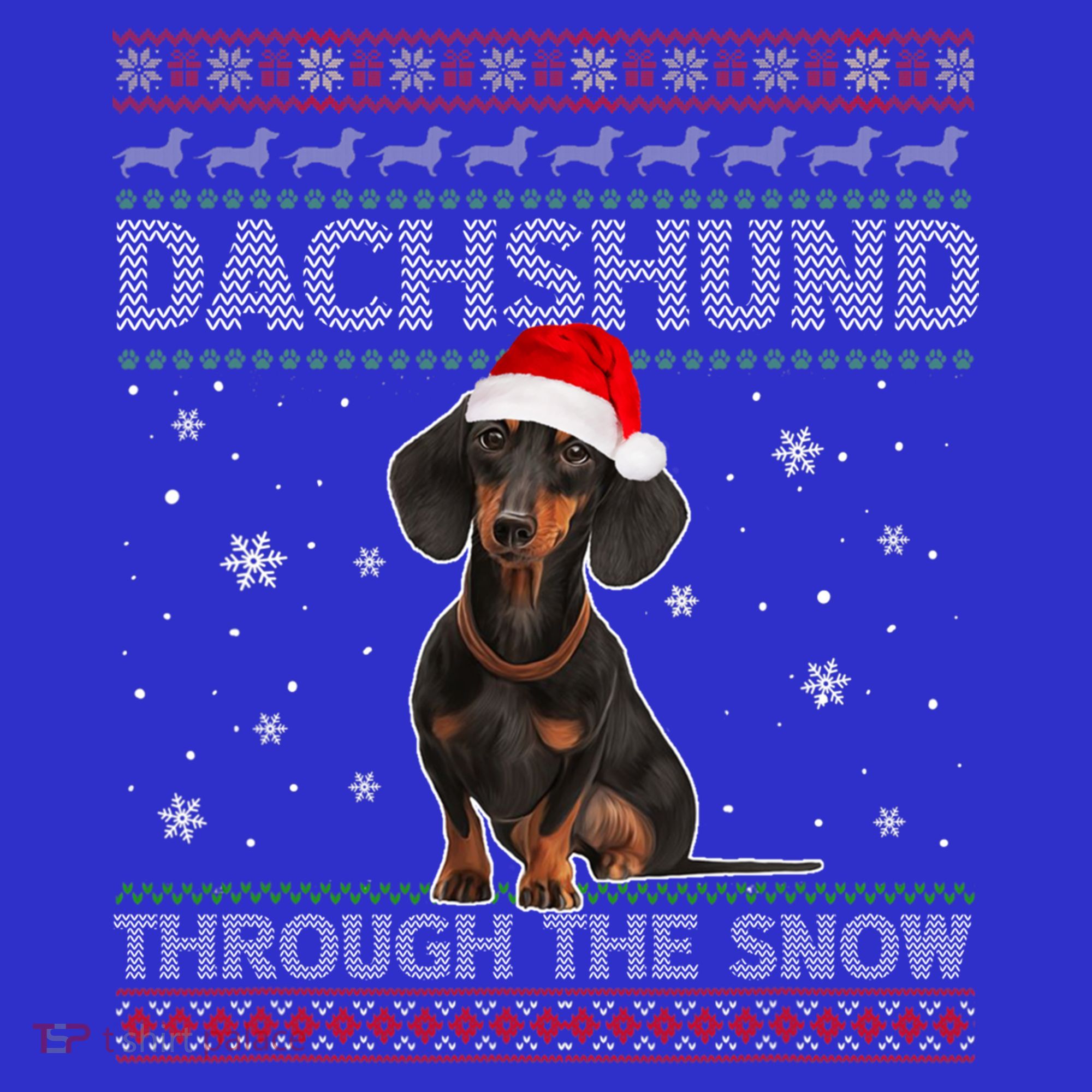 Merry Christmas Dachshund Dog Through The Snow Ugly Sweater Gift Tank Top