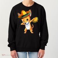 Mexican Chihuahua Dog Dabbing Sombrero Taco Cinco De Mayo Women's Sweatshirt thumb 0