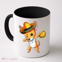 Mexican Chihuahua Dog Dabbing Sombrero Taco Cinco De Mayo Coffee Mug thumb 0
