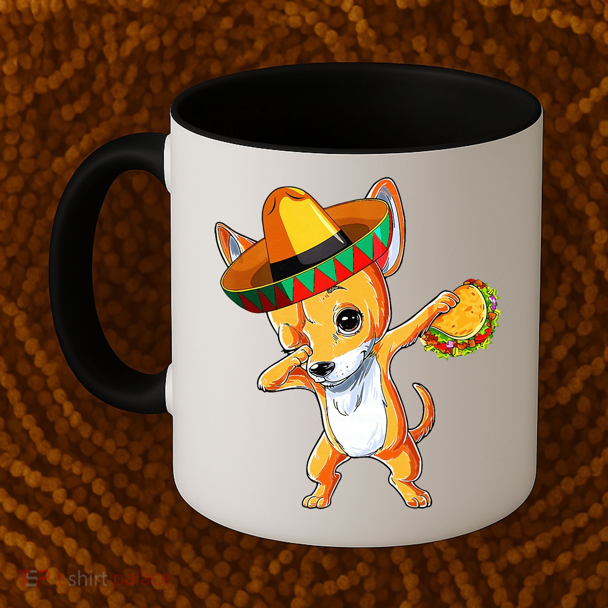 Mexican Chihuahua Dog Dabbing Sombrero Taco Cinco De Mayo Coffee Mug