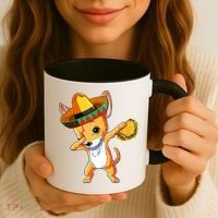 Mexican Chihuahua Dog Dabbing Sombrero Taco Cinco De Mayo Coffee Mug thumb 3