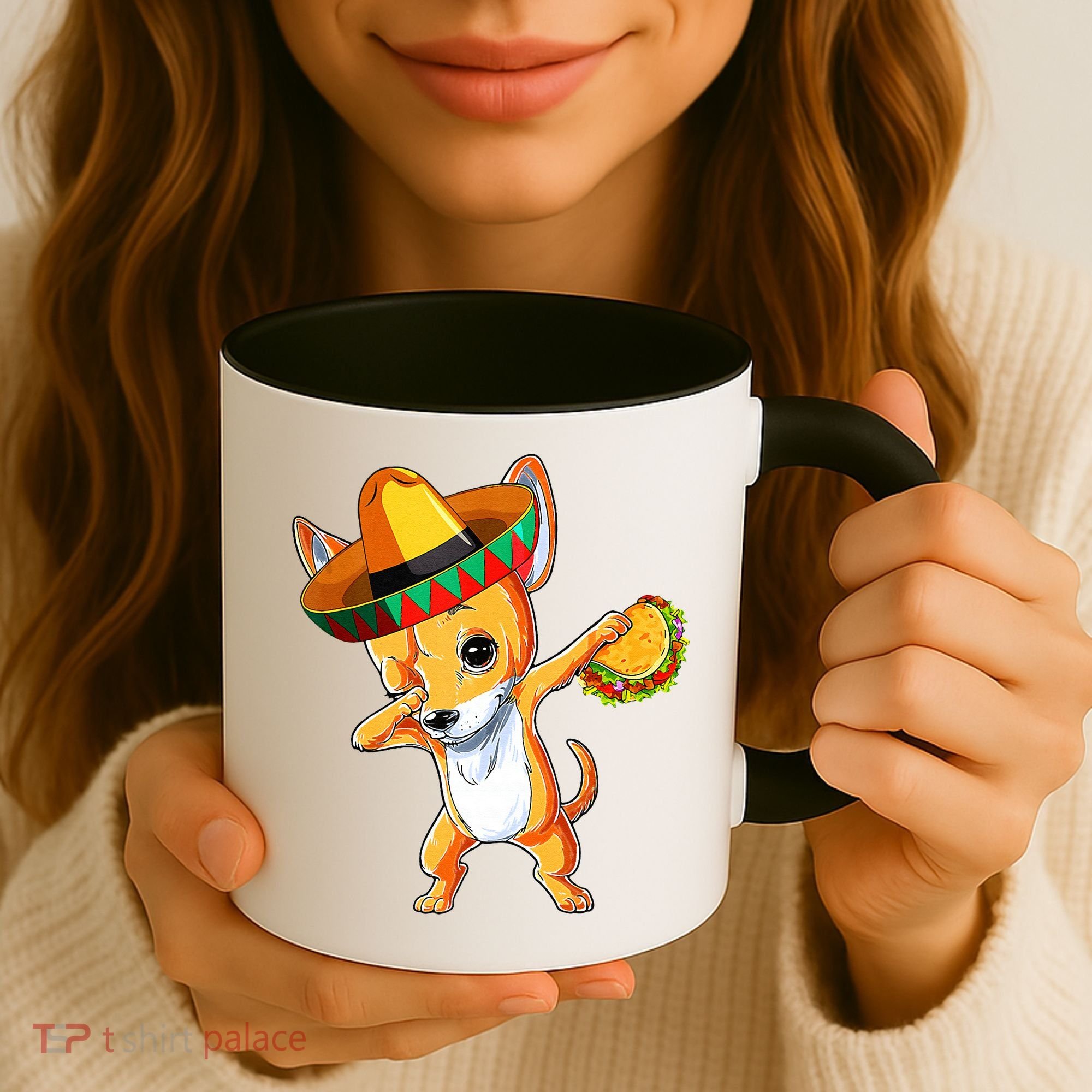 Mexican Chihuahua Dog Dabbing Sombrero Taco Cinco De Mayo Coffee Mug