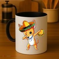 Mexican Chihuahua Dog Dabbing Sombrero Taco Cinco De Mayo Coffee Mug thumb 4