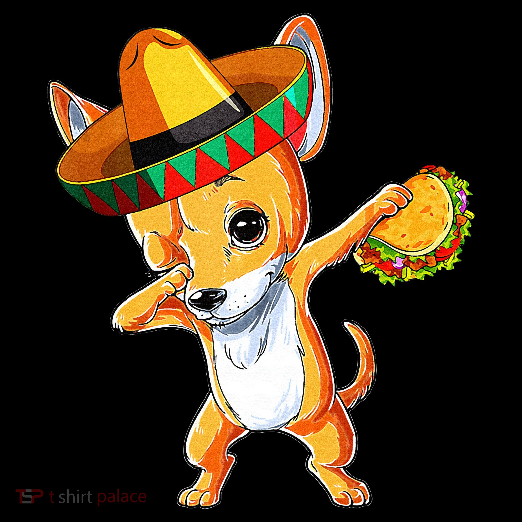 Mexican Chihuahua Dog Dabbing Sombrero Taco Cinco De Mayo Women's Hoodie