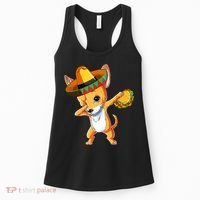 Mexican Chihuahua Dog Dabbing Sombrero Taco Cinco De Mayo Women's Tank Top thumb 0