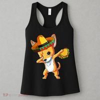 Mexican Chihuahua Dog Dabbing Sombrero Taco Cinco De Mayo Women's Tank Top thumb 3