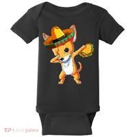 Mexican Chihuahua Dog Dabbing Sombrero Taco Cinco De Mayo Baby Bodysuit thumb 0