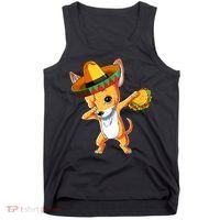 Mexican Chihuahua Dog Dabbing Sombrero Taco Cinco De Mayo Tank Top thumb 0