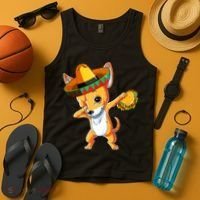 Mexican Chihuahua Dog Dabbing Sombrero Taco Cinco De Mayo Tank Top thumb 4
