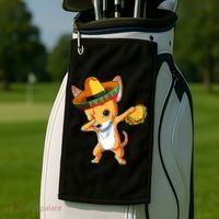 Mexican Chihuahua Dog Dabbing Sombrero Taco Cinco De Mayo Golf Towel thumb 2