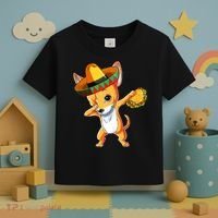 Mexican Chihuahua Dog Dabbing Sombrero Taco Cinco De Mayo Toddler T-Shirt thumb 3