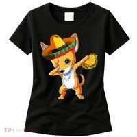 Mexican Chihuahua Dog Dabbing Sombrero Taco Cinco De Mayo Women's T-Shirt thumb 0