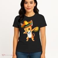 Mexican Chihuahua Dog Dabbing Sombrero Taco Cinco De Mayo Women's T-Shirt thumb 4