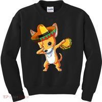 Mexican Chihuahua Dog Dabbing Sombrero Taco Cinco De Mayo Kids Sweatshirt thumb 0