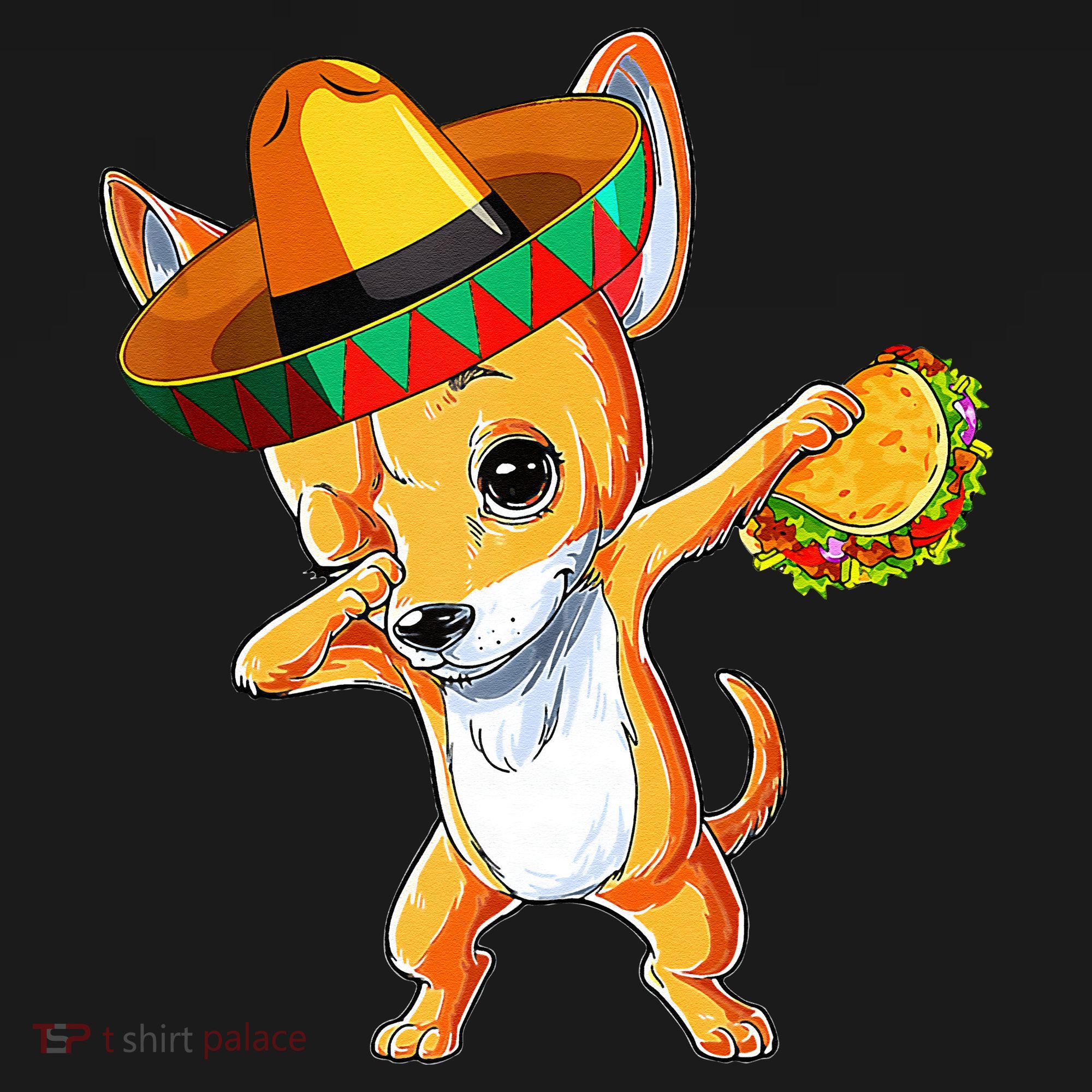 Mexican Chihuahua Dog Dabbing Sombrero Taco Cinco De Mayo Kids Sweatshirt